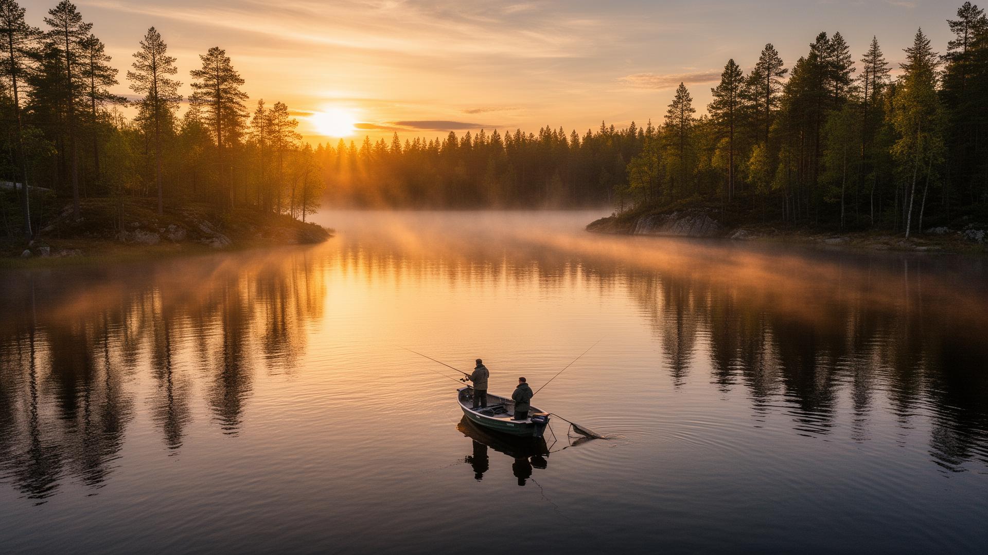 Schwedischer See bei Sonnenuntergang